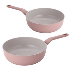 라체나 인덕션 세라믹 코팅 궁중팬 2종 세트, 핑크, 1세트, 궁중팬 24cm + 28cm