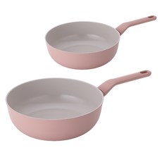 라체나 인덕션 세라믹 코팅 궁중팬 2종 세트, 핑크, 1세트, 궁중팬 22cm + 28cm