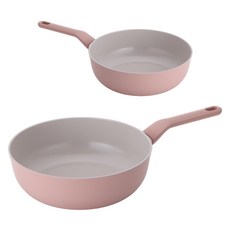 라체나 인덕션 세라믹 코팅 궁중팬 2종 세트, 핑크, 1세트, 궁중팬 24cm + 32cm