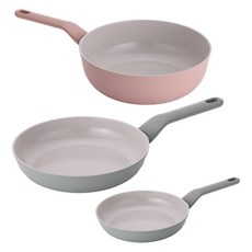 라체나 인덕션 세라믹 코팅 프라이팬 2종 + 궁중팬 세트 3개, 민트(프라이팬), 핑크(궁중팬), 1세트, 프라이팬 20cm + 프라이팬 28cm + 궁중팬 28cm