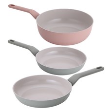 라체나 인덕션 세라믹 코팅 프라이팬 2종 + 궁중팬 세트 3개, 민트(프라이팬), 핑크(궁중팬), 1세트, 프라이팬 24cm + 프라이팬 28cm + 궁중팬 28cm
