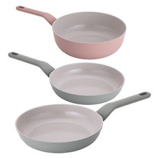 라체나 인덕션 세라믹 코팅 프라이팬 2종 + 궁중팬 세트 3개, 민트(프라이팬), 핑크(궁중팬), 1세트, 프라이팬 24cm + 프라이팬 28cm + 궁중팬 24cm