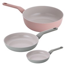 라체나 인덕션 세라믹 코팅 프라이팬 2종 + 궁중팬 세트 3개, 민트(프라이팬), 핑크(궁중팬), 1세트, 프라이팬 20cm + 프라이팬 28cm + 궁중팬 32cm