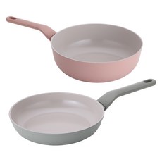 라체나 인덕션 세라믹 코팅 프라이팬 + 궁중팬 세트 2개, 민트(프라이팬), 핑크(궁중팬), 1세트, 프라이팬 28cm + 궁중팬 28cm