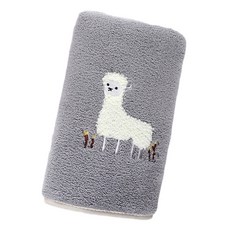푸트로랩 알파카 자수 세면 타월, 그레이, 1개
