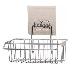 Meo 廚房無痕菜瓜布海綿抹布收納架, 銀色, 1個