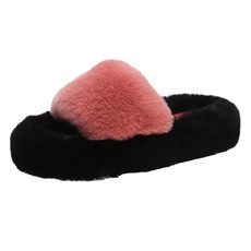 페이퍼먼츠 여성용 히론 컬러 인조 퍼 투톤 푹신 실내 겨울 방한 슬리퍼 02626