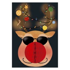 YURICOM 蜂巢聖誕閃亮魯道夫立體卡片組, 1套, 混合顏色