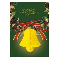 YURICOM 蜂巢聖誕金鈴鐺立體卡片套組, 1套, 混合色