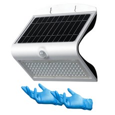 룩스누리 솔라 태양광 센서형 국산 센서모드 지속 점등모드 이중점 대용량배터리 버터플라이 벽부등 8W + 니트럴장갑 2p 세트, 화이트