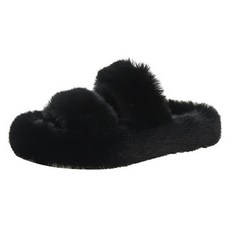 페이퍼먼츠 여성용 멜랑 퍼 투톤 푹신 겨울 방한 슬리퍼 02627