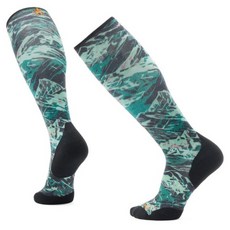 Smartwool Ski Targeted Cushion Green Slopes Print OTC 及膝襪, 1套, 黑色