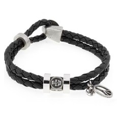 SeokWatches 復古霧面皮革編織不鏽鋼磁吸手環 SWBL-16