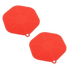 cofv 六角形矽膠杯墊鍋墊, 紅色, 2個