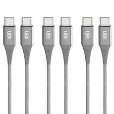 언박싱 우븐패브릭 C타입-C타입 60w 호환 충전 케이블, 실버, 3개, 1.2m