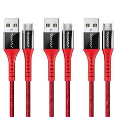 unboxing 編織 A型-Micro 5-pin 充電線, 紅色, 1.2m, 3個