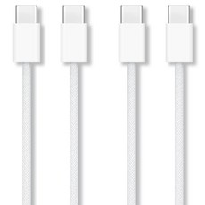 unboxing Type-C to Type-C 編織傳輸線 30W 高速充電 數據傳輸 相容傳輸線, 白色, 2個, 1m