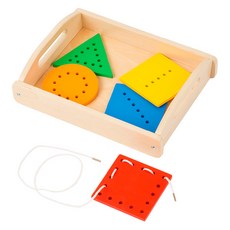 에듀코 0~3 Years Timeline 토틀러 몬테소리 세트, 평면 도형 줄꿰기, 1세트