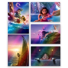 韓國 ART NOUVEAU 迪士尼 海洋奇緣2 鐳射明信片 5入組, 1組, 混合色