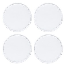 Petit Yang 簡約圓形人造皮革杯墊, 4個, 白色
