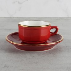 APILCO Flora 濃縮咖啡杯 + 杯盤組, 1套, 紅色