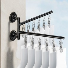 Daily Nest 多功能曬衣架 + 曬衣夾 12p 組, 黑色