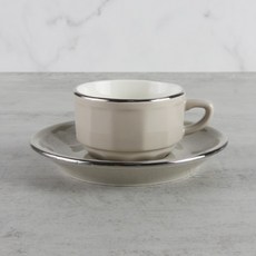 APILCO 芙蘿拉 義式濃縮咖啡杯 + 杯碟組, 1套, 灰褐色