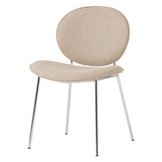 룸앤홈 브루클린 크롬 체어, 베이지, 1개
