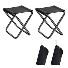 Hyper 戶外超輕量折疊迷你露營椅 + 收納袋組合, 黑色, 2套