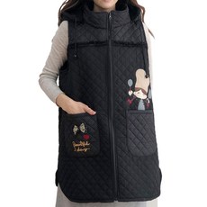 HANSGALLERY 冬季連帽絎縫鋪棉圍裙背心, 黑色, 1個