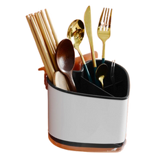 瑪德布띠 愛心形狀瀝水餐具收納筒, 黑色, 1個