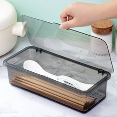 윤코 서랍 정리 뚜껑형 주방 수저통, 그레이, 1개