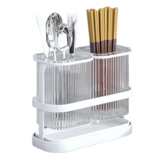 壁掛式餐具筒架 免鑽孔安裝型, 1個, 白色