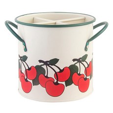 Motherbtti 圖案設計 易清洗 圓形餐具筒 AE20620, 櫻桃, 1個