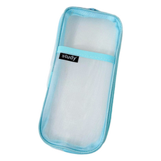 特別商店 簡約透明網紗大容量學生鉛筆盒, 1個, 藍色