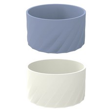 生活與廚房 矽膠隨行杯保護套 Stanley相容 7cm + 尺寸可調束帶組, 米色 + 海軍藍, 2套