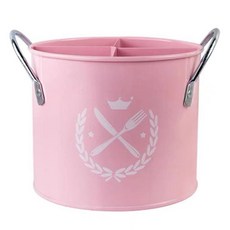 瑪德布띠 圓形4格鋼製多用途餐具收納筒 AE20619, 粉紅色, 1個