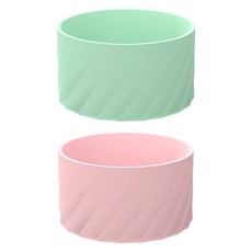 생활과주방 실리콘 텀블러 커버 보호대 스탠리 호환 7.5cm 2p + 사이즈 조절 밴딩 2p 세트, 그린 + 핑크, 1세트