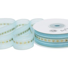 GILGRI 金色愛心線條禮物包裝緞帶, 18m, 07 藍色, 1個