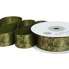 GILGRI 金色花朵印花禮物包裝緞帶, 18m, 05 卡其色, 1個