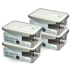 셰프웨어 클리어플러스 밀폐용기 직사각, 4개, 1.5L