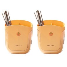 묘먀미 심플 파스텔 스탠드 물빠짐 수저통 FM187, 오렌지, 2개