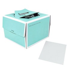 天運包裝 戚風蛋糕盒 1號 + 方形蛋糕底板 組合, 1套, 薄荷色(盒), 白色(底板)