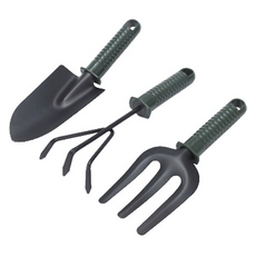 B2WIN 園藝用簡約移植鏟 綠色手柄 3件組, 1套