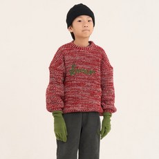 兒童款Kurnar波浪紋拼色針織衫