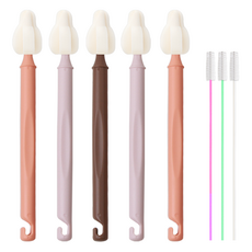 hibee 奶瓶奶嘴清潔刷 蒙古長迷你刷 5入+吸管刷 3入組, 1套, 溫暖陽光