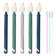 hibee 奶瓶奶嘴清潔刷 蒙古長迷你刷 5入+吸管刷 3入組, 1套, 涼爽微風