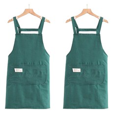 Block Mart 條紋棉質圍裙 type2, 2個, 綠色