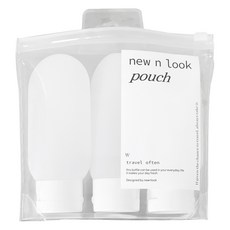 newnlook 旅行用分裝瓶 攜帶式浴室補充容器 100ml x 3入 + 收納袋 + 標籤貼紙組, 白色(容器), 1個