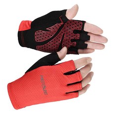 TREX 女款透氣網眼登山半指手套 雙手組, 紅色, 1套